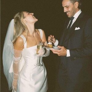 Elegant White Wedding Dress with Veil and Gloves